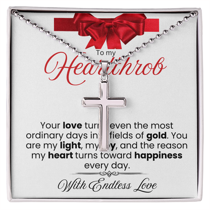 To My Heartthrob Stainless Cross Necklace - PlumOnyx