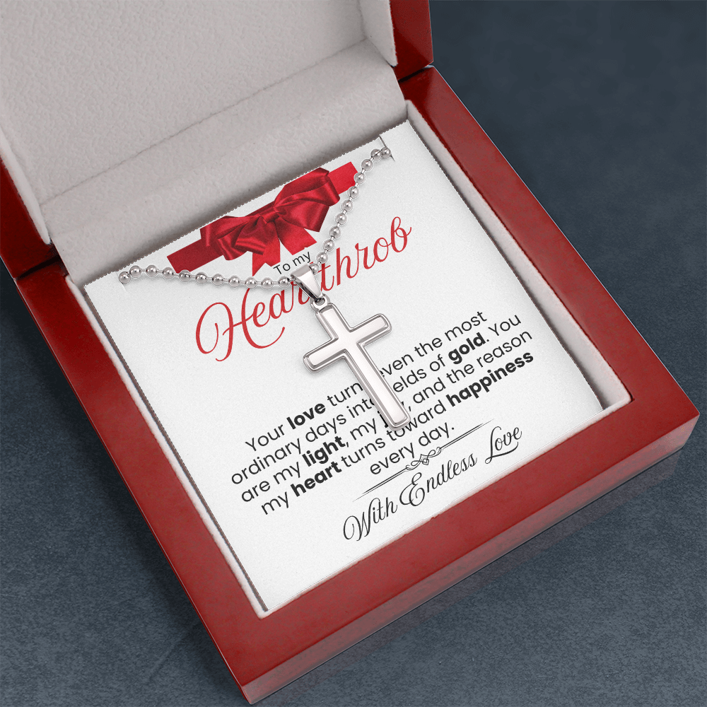 To My Heartthrob Stainless Cross Necklace - PlumOnyx
