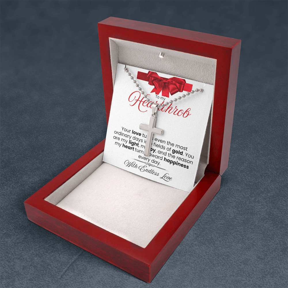 To My Heartthrob Stainless Cross Necklace - PlumOnyx
