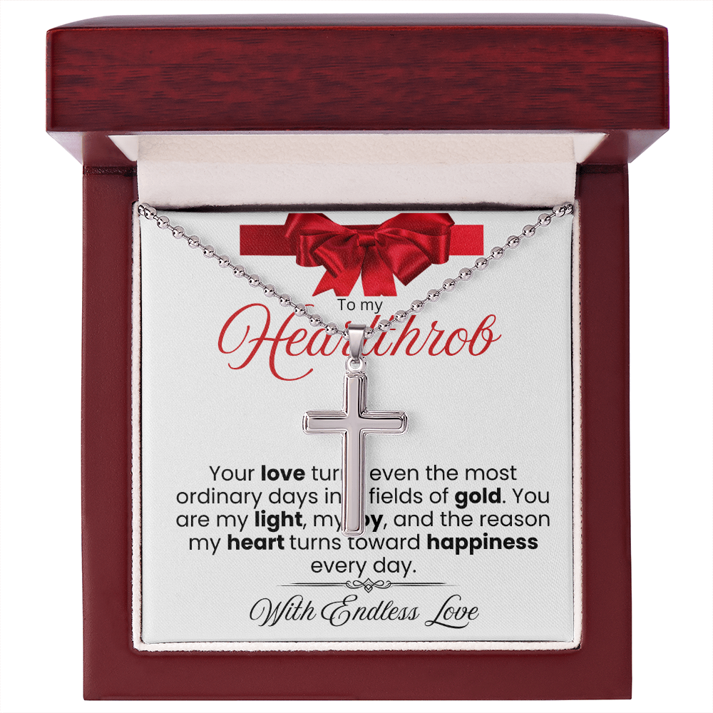 To My Heartthrob Stainless Cross Necklace - PlumOnyx