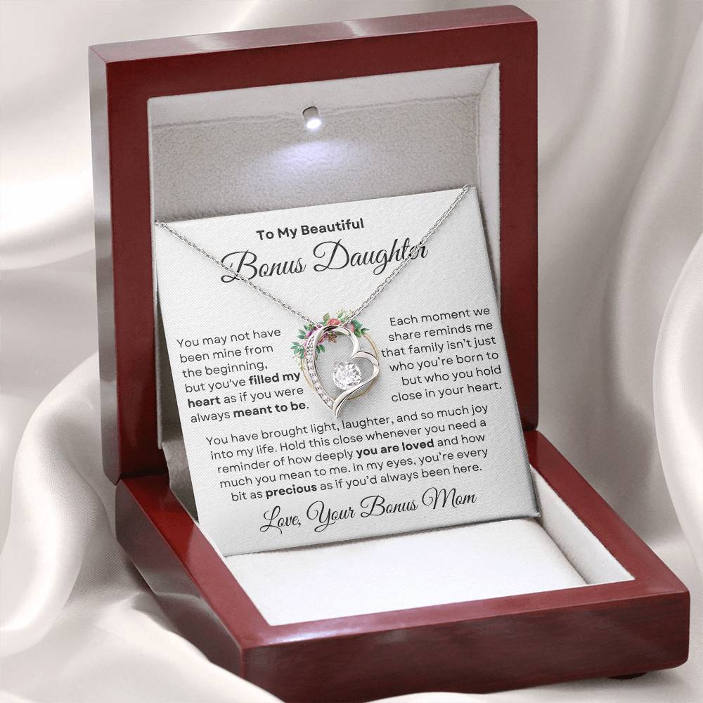 Beautiful Bonus Daughter Forever Love Necklace | From Bonus Mom - PlumOnyx