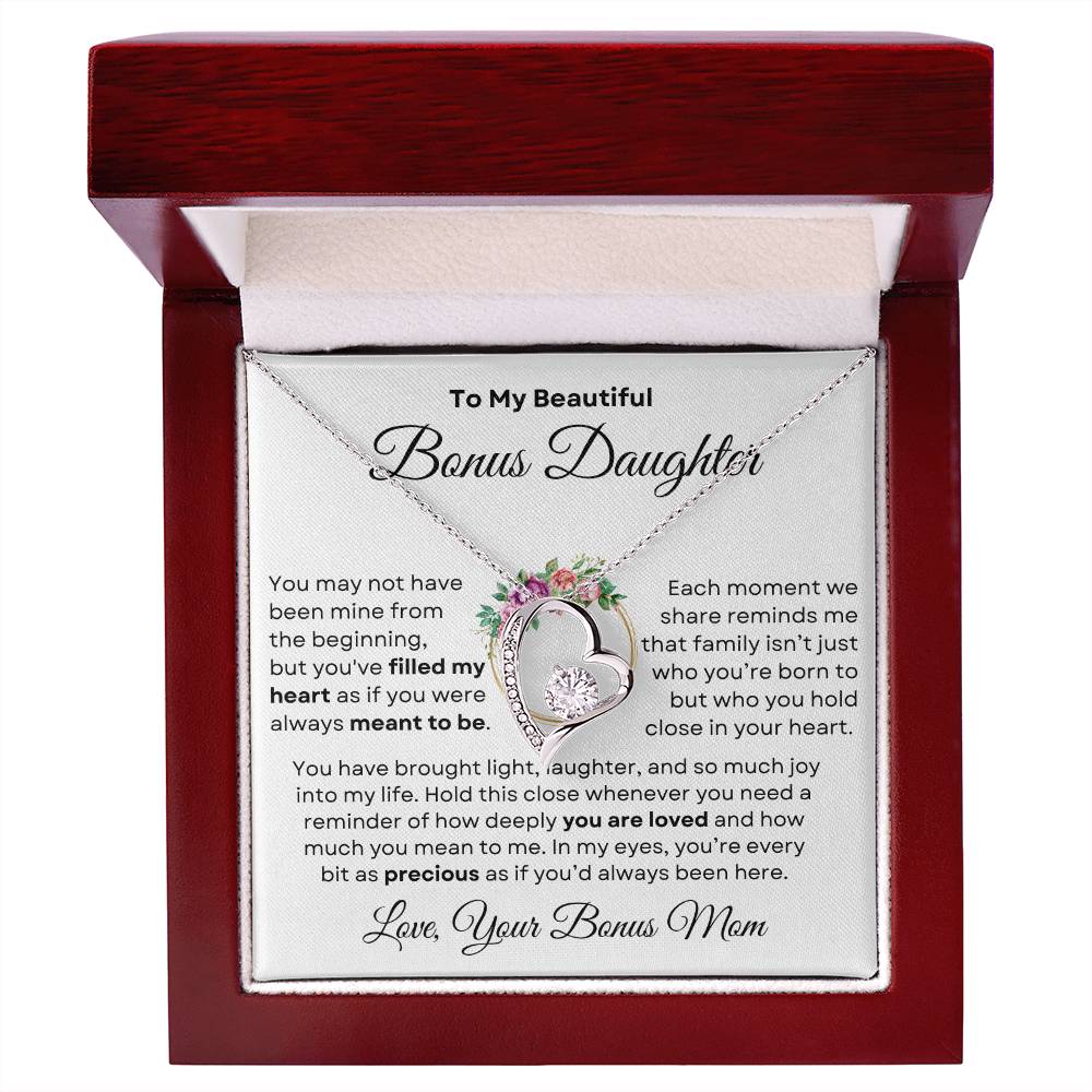 Beautiful Bonus Daughter Forever Love Necklace | From Bonus Mom - PlumOnyx