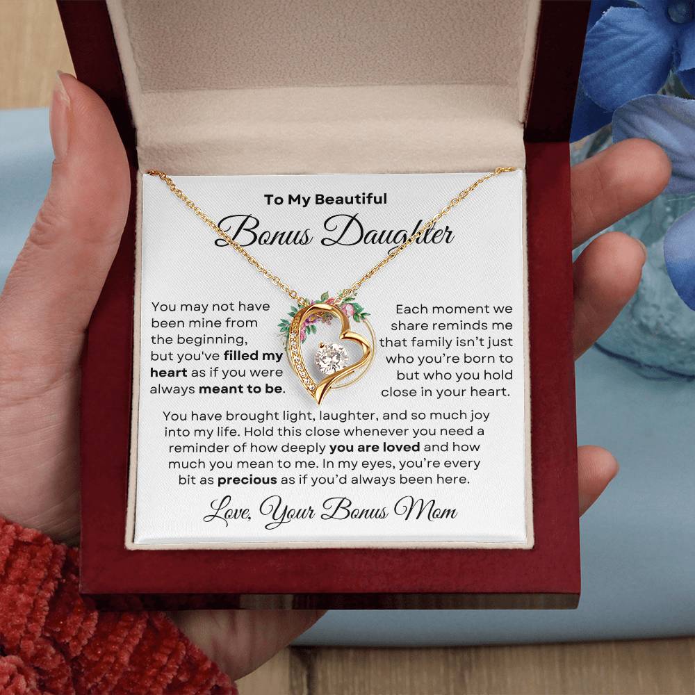 Beautiful Bonus Daughter Forever Love Necklace | From Bonus Mom - PlumOnyx