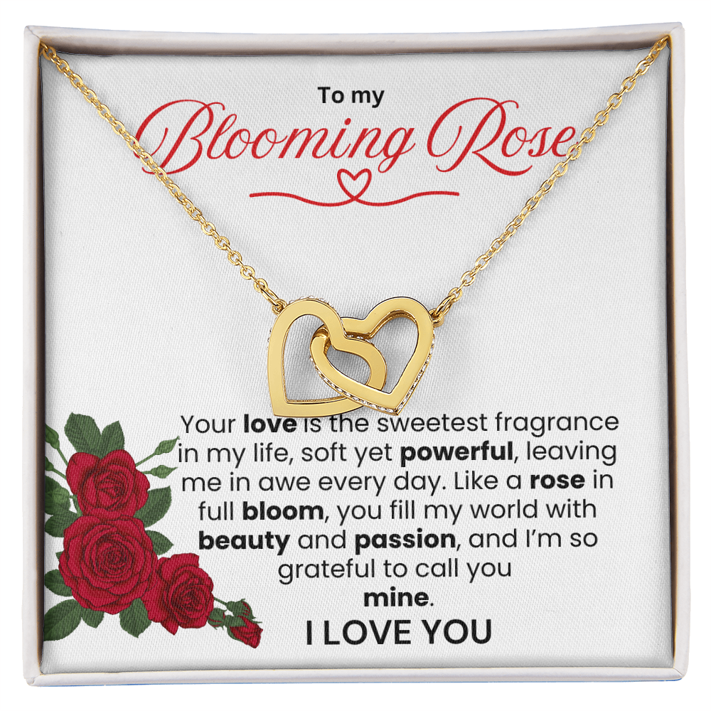 To My Blooming Rose Interlocking Hearts Necklace - PlumOnyx