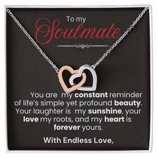 To My Soulmate Interlocking Hearts Necklace - PlumOnyx