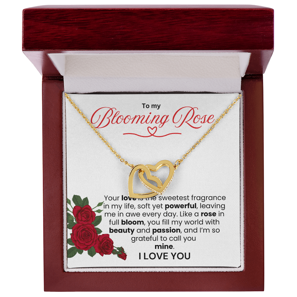 To My Blooming Rose Interlocking Hearts Necklace - PlumOnyx
