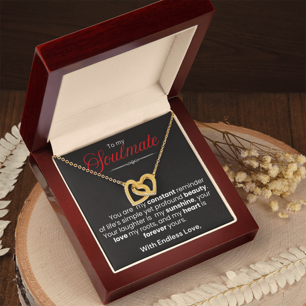 To My Soulmate Interlocking Hearts Necklace - PlumOnyx