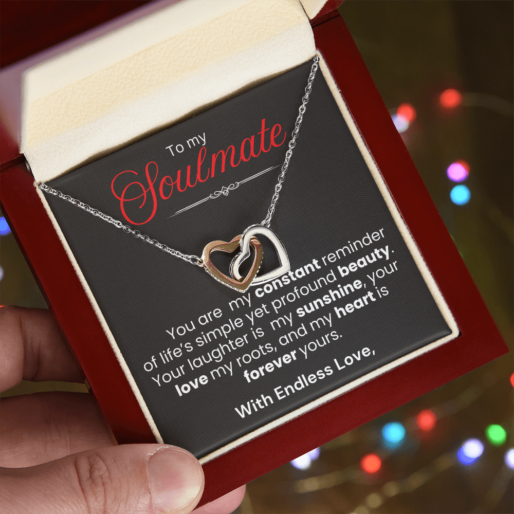 To My Soulmate Interlocking Hearts Necklace - PlumOnyx