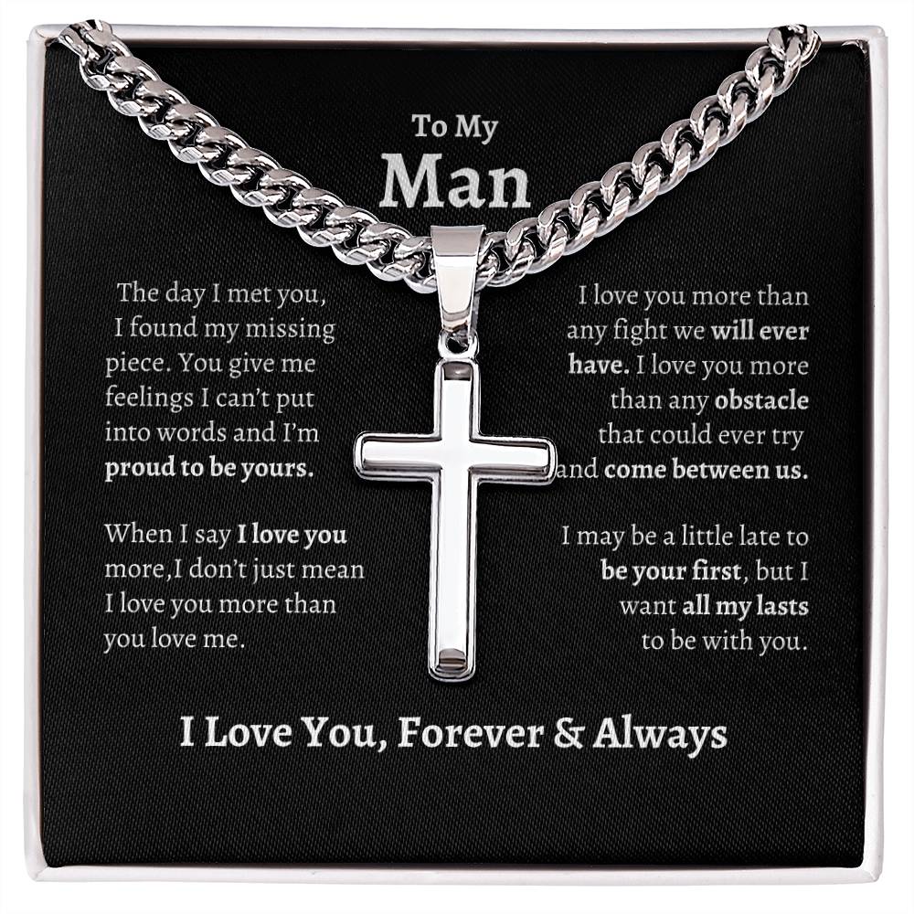 To My Man | Cross with Cuban Chain - PlumOnyx