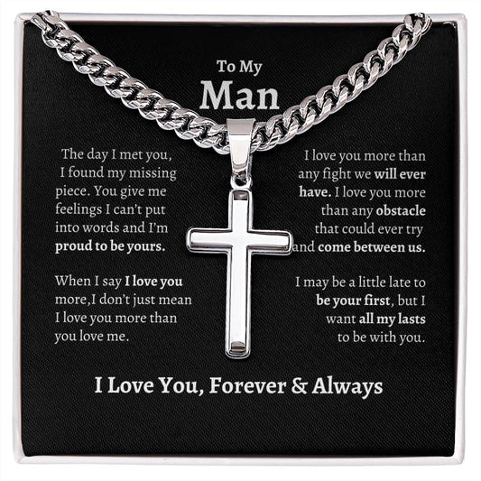 To My Man | Cross with Cuban Chain - PlumOnyx