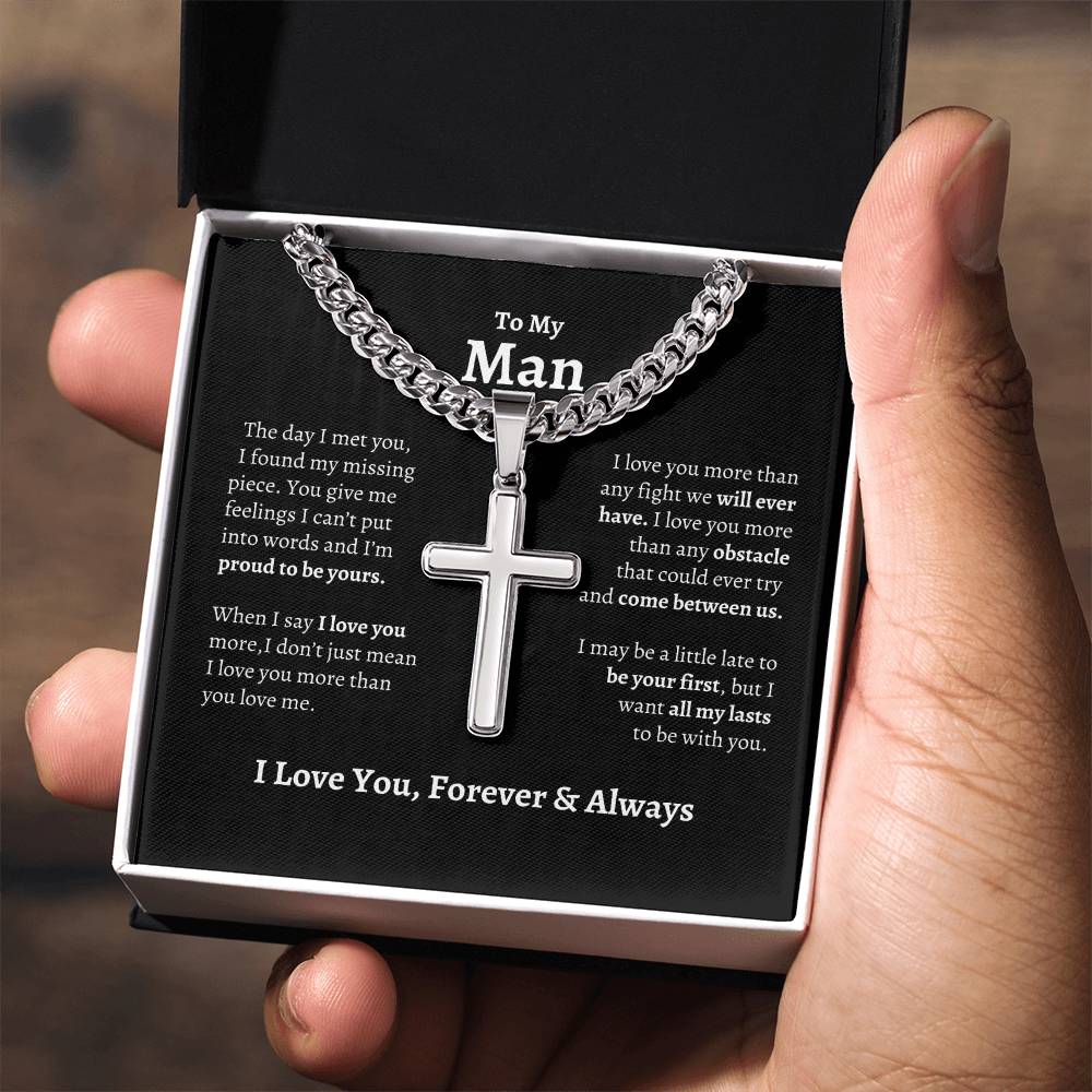 To My Man | Cross with Cuban Chain - PlumOnyx