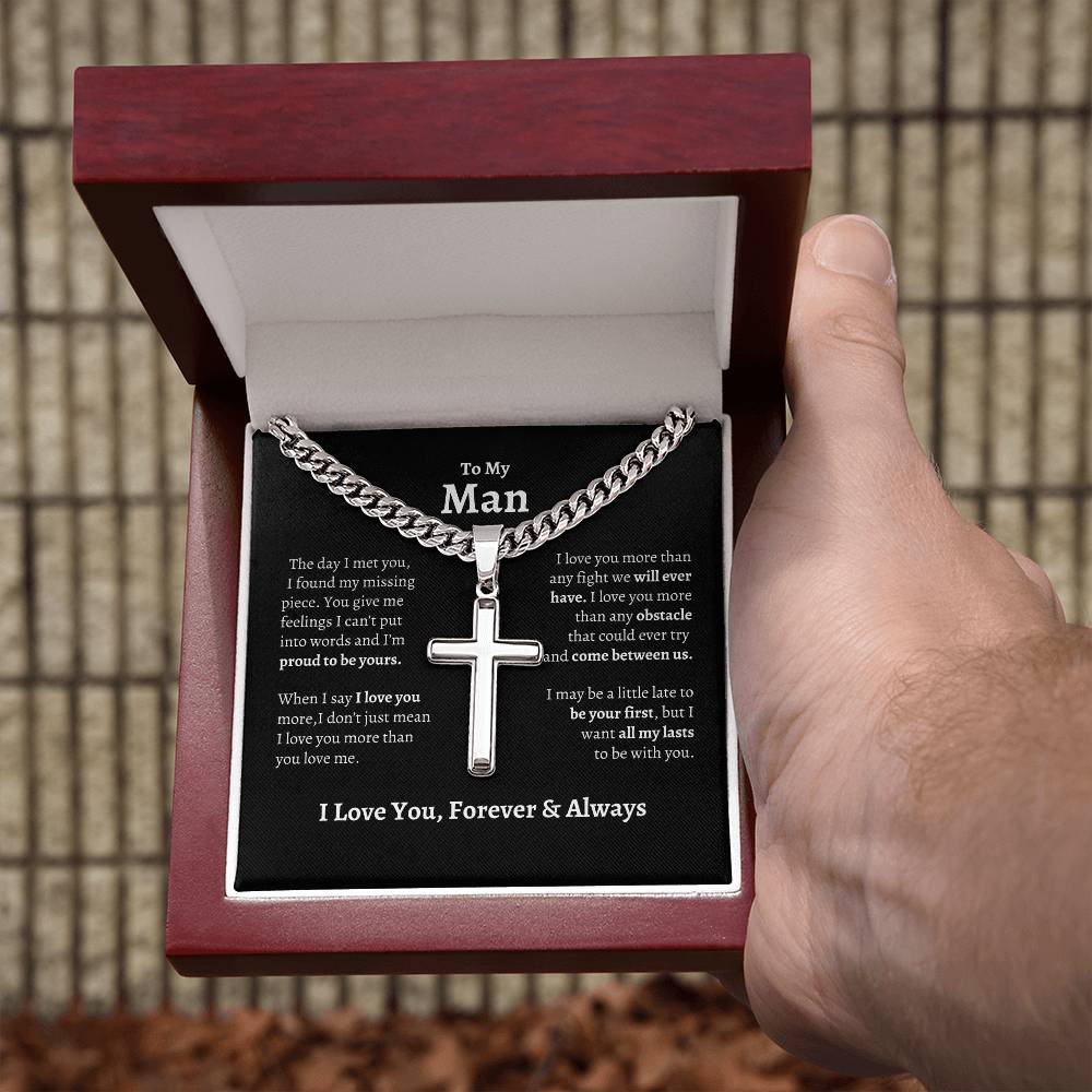 To My Man | Cross with Cuban Chain - PlumOnyx