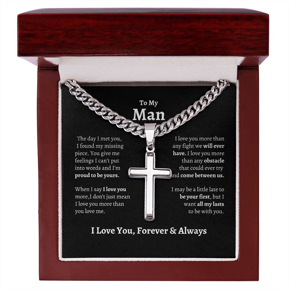 To My Man | Cross with Cuban Chain - PlumOnyx