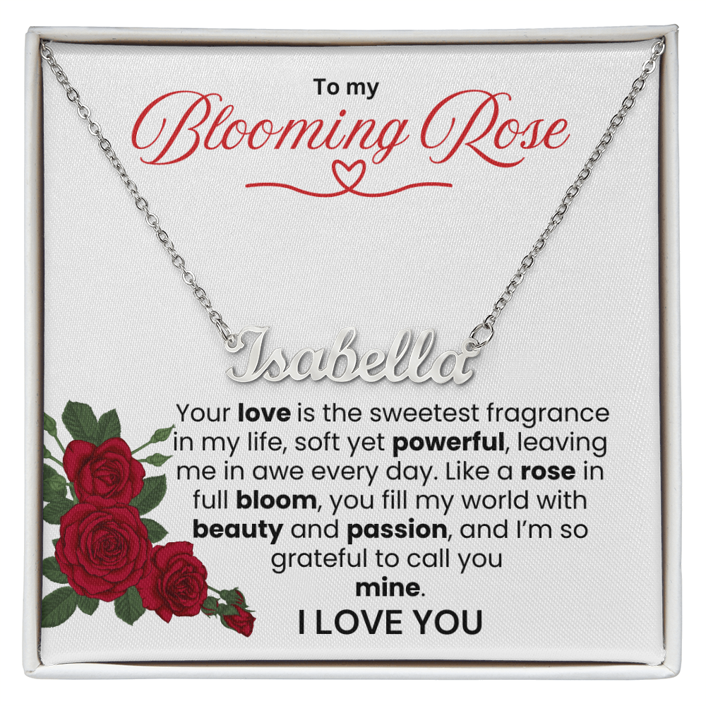 To My Blooming Rose Personalized Name Necklace - PlumOnyx
