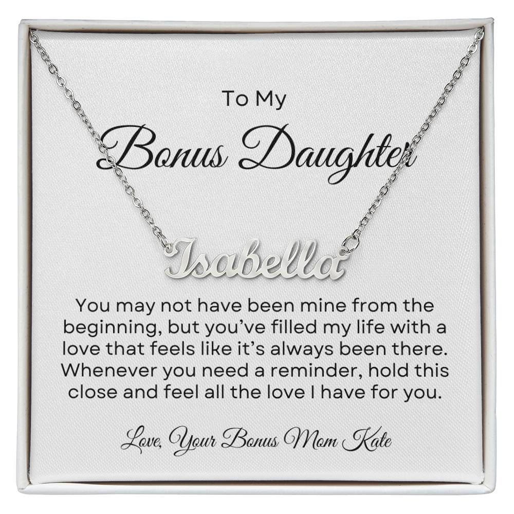 Bonus Daughter | Custom Name Necklace w/Personalized Message - PlumOnyx