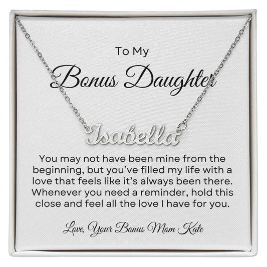 Bonus Daughter | Custom Name Necklace w/Personalized Message - PlumOnyx