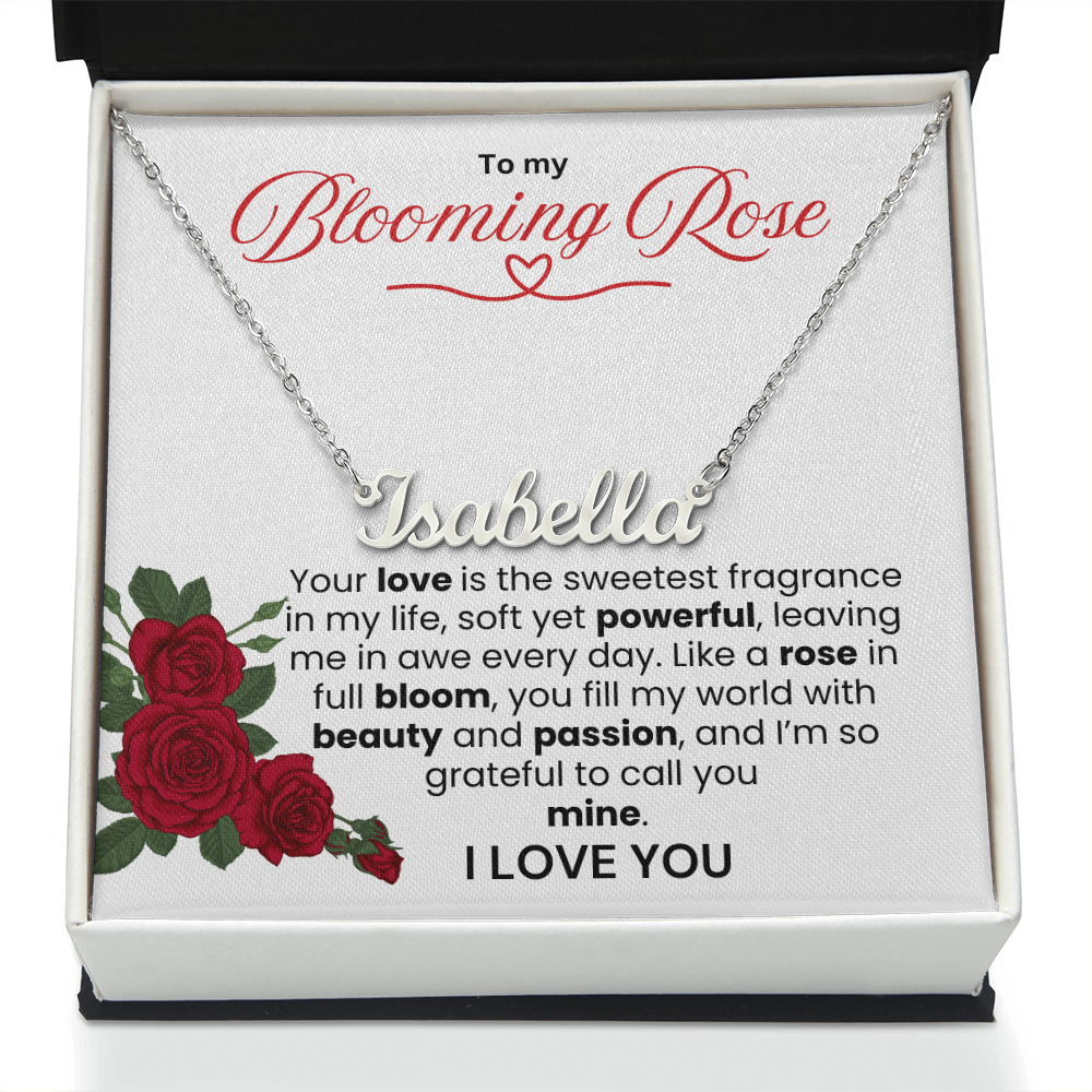 To My Blooming Rose Personalized Name Necklace - PlumOnyx