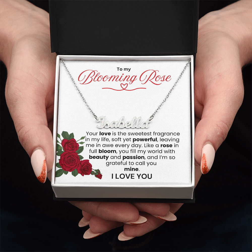 To My Blooming Rose Personalized Name Necklace - PlumOnyx