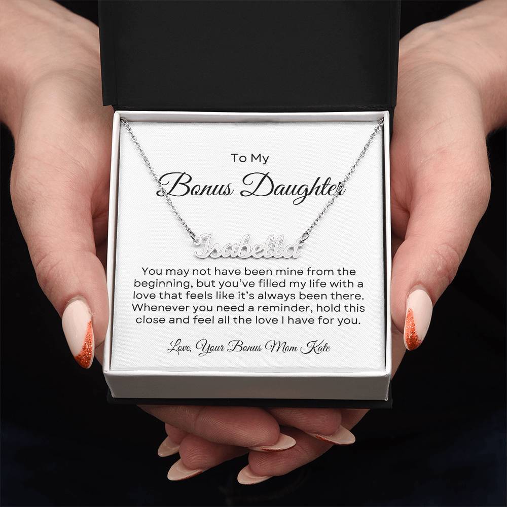 Bonus Daughter | Custom Name Necklace w/Personalized Message - PlumOnyx