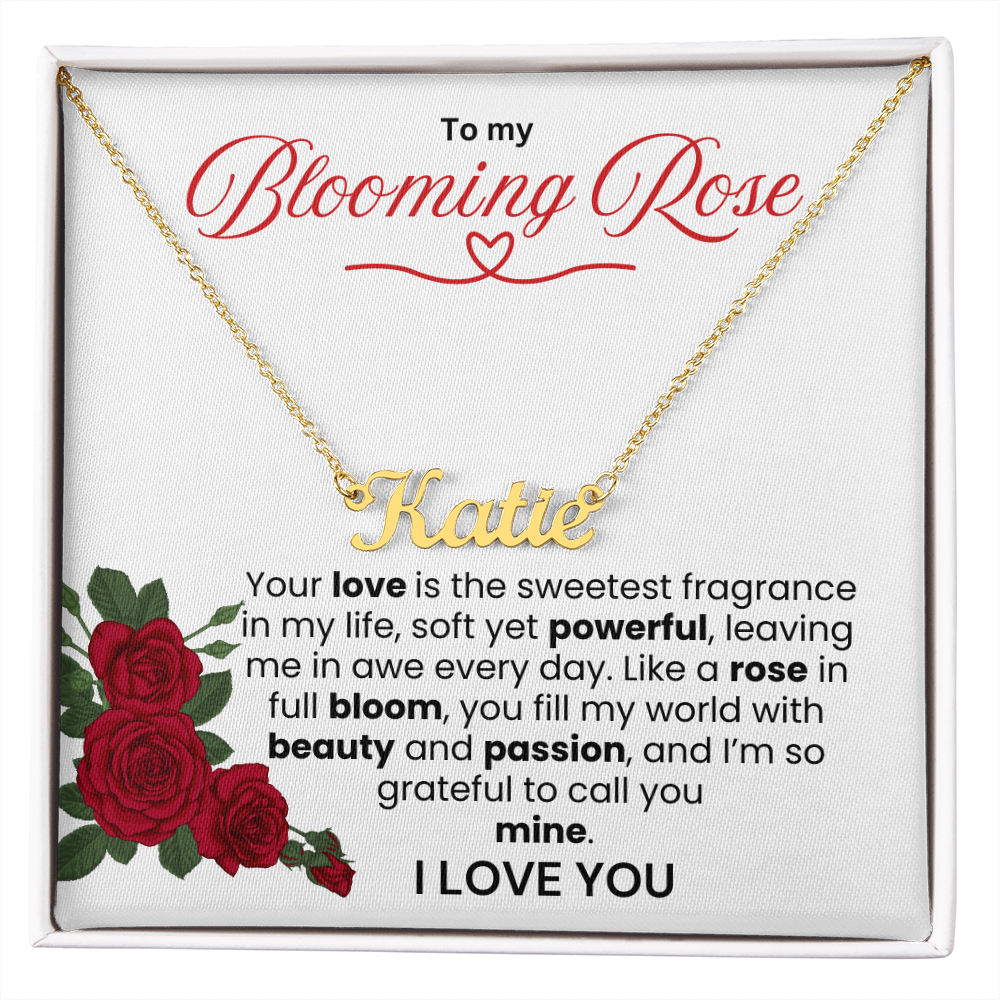 To My Blooming Rose Personalized Name Necklace - PlumOnyx