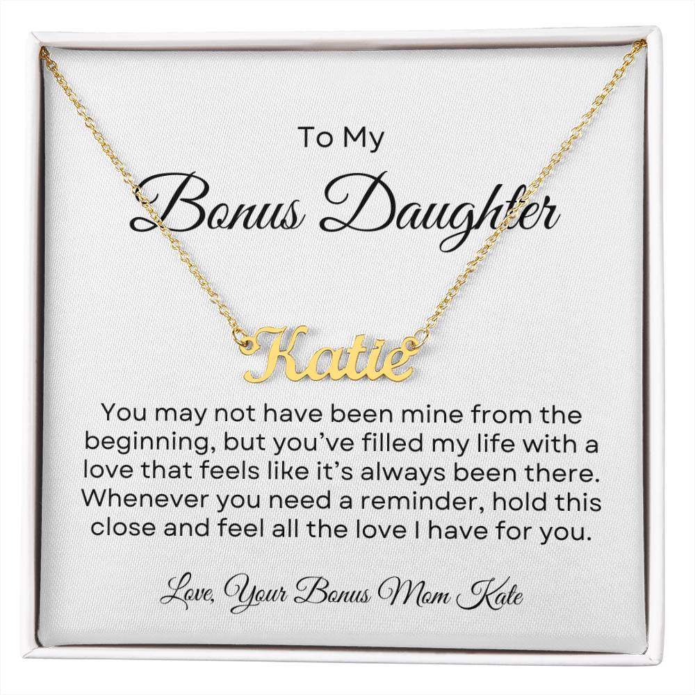 Bonus Daughter | Custom Name Necklace w/Personalized Message - PlumOnyx