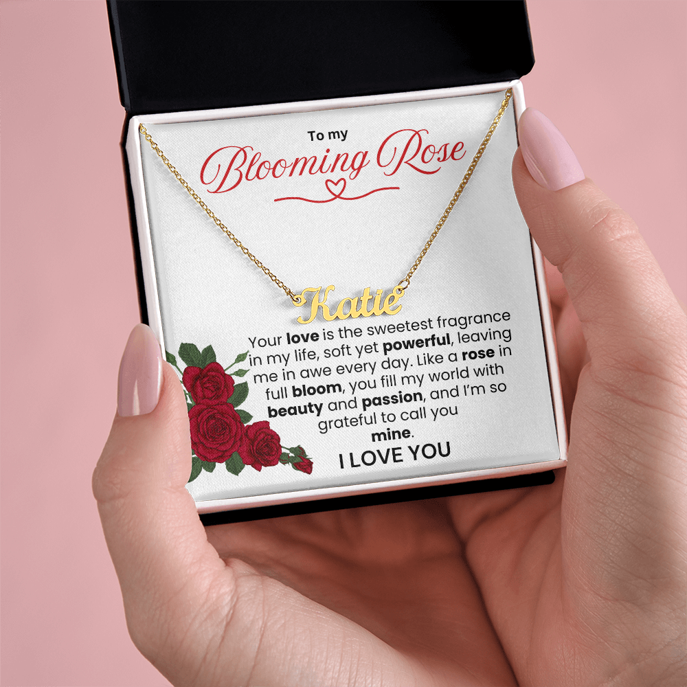To My Blooming Rose Personalized Name Necklace - PlumOnyx