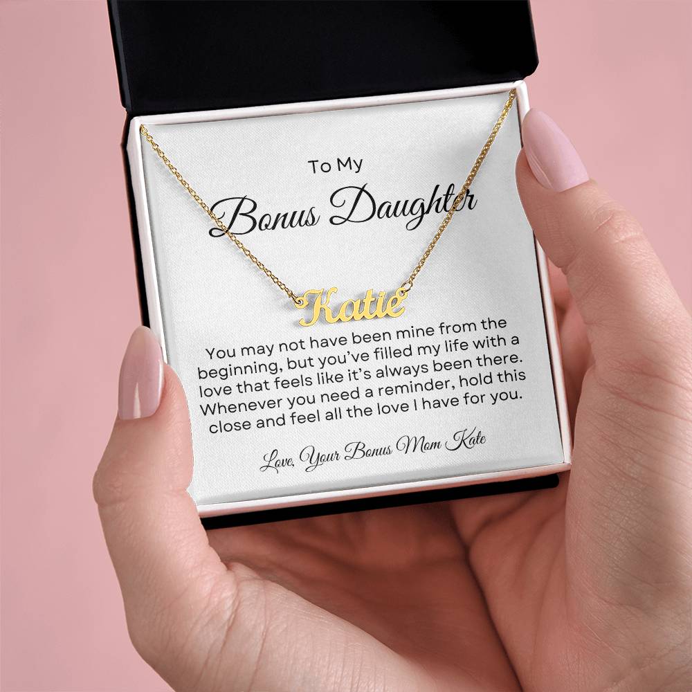 Bonus Daughter | Custom Name Necklace w/Personalized Message - PlumOnyx
