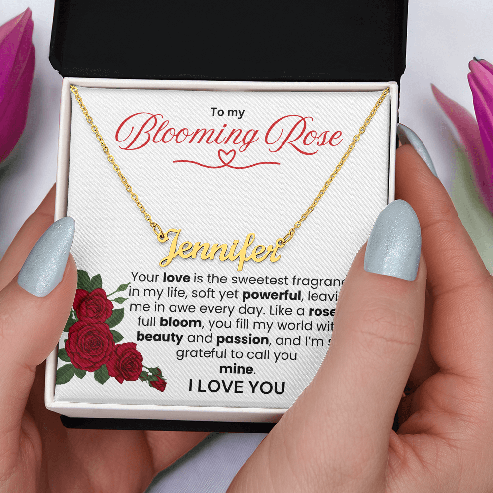 To My Blooming Rose Personalized Name Necklace - PlumOnyx