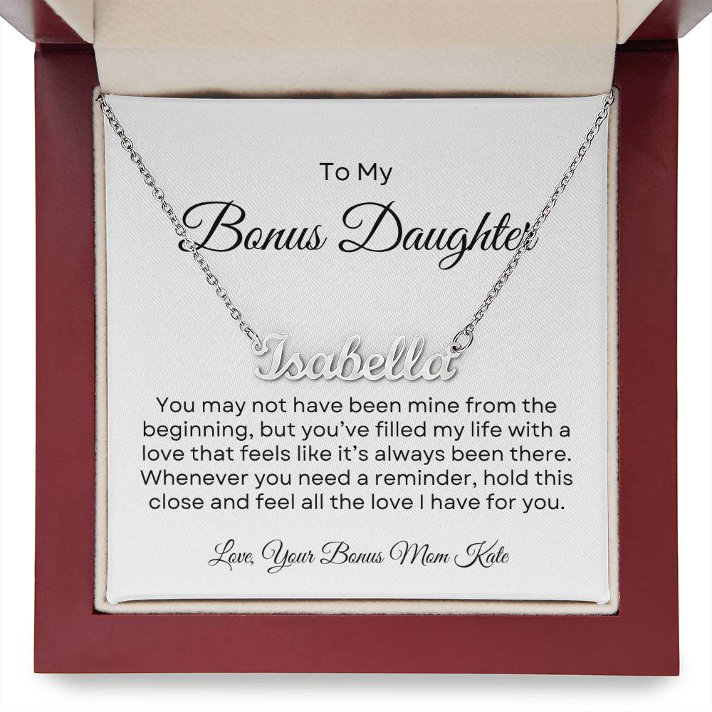Bonus Daughter | Custom Name Necklace w/Personalized Message - PlumOnyx
