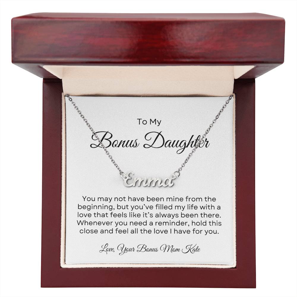 Bonus Daughter | Custom Name Necklace w/Personalized Message - PlumOnyx