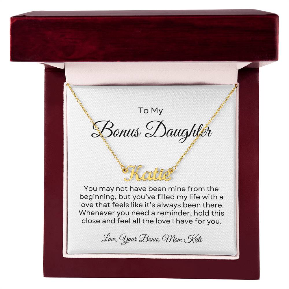 Bonus Daughter | Custom Name Necklace w/Personalized Message - PlumOnyx
