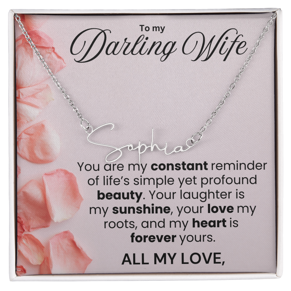 To My Darling Wife Signature Name Necklace - PlumOnyx