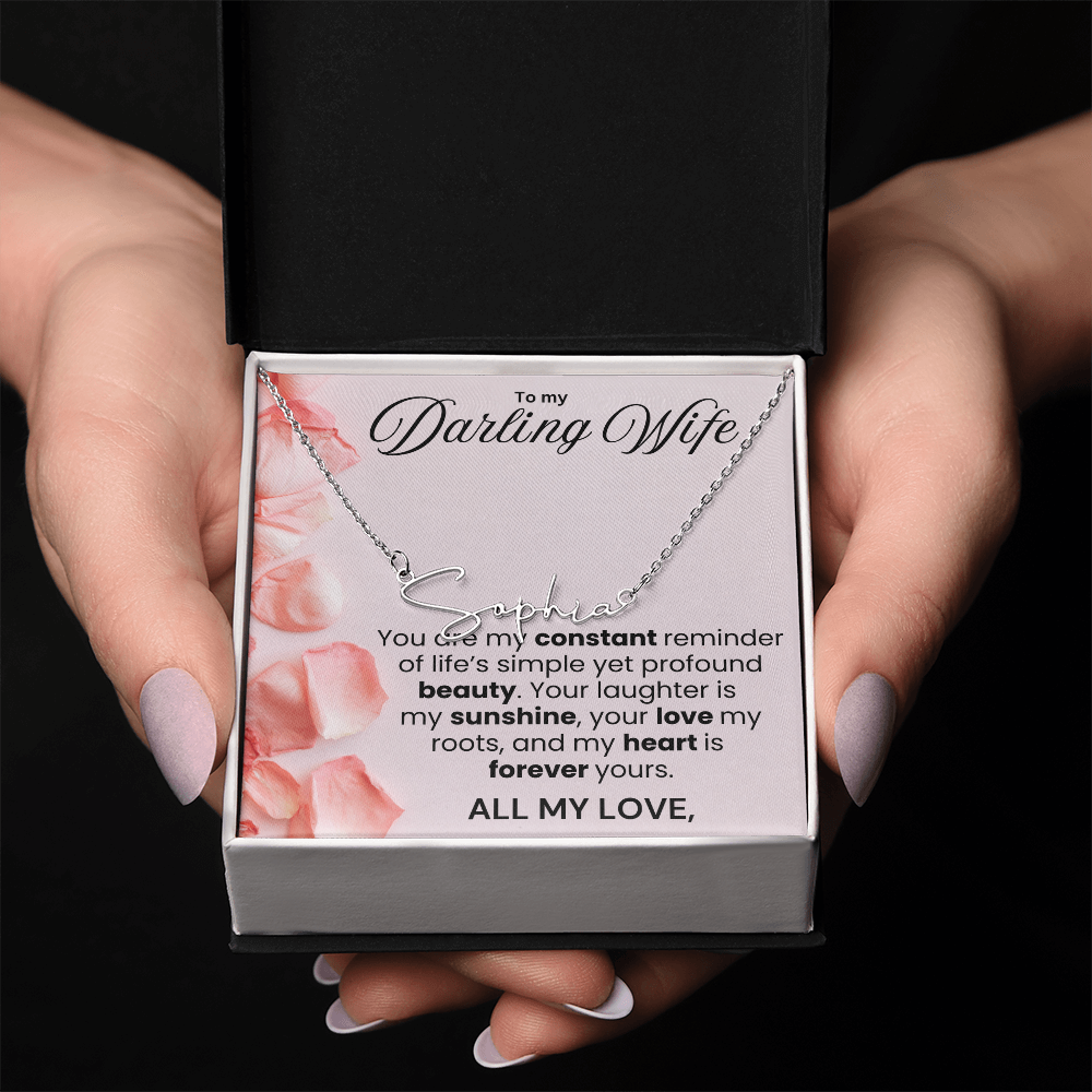 To My Darling Wife Signature Name Necklace - PlumOnyx