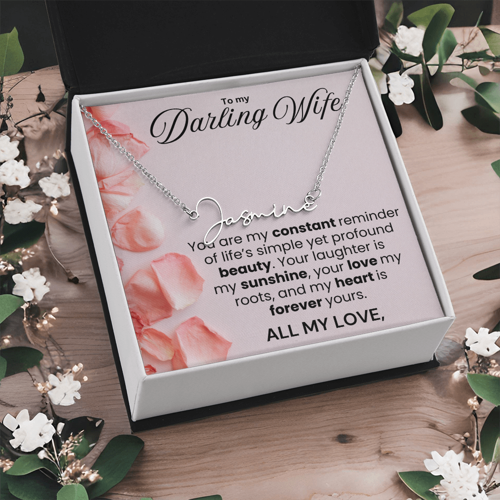 To My Darling Wife Signature Name Necklace - PlumOnyx
