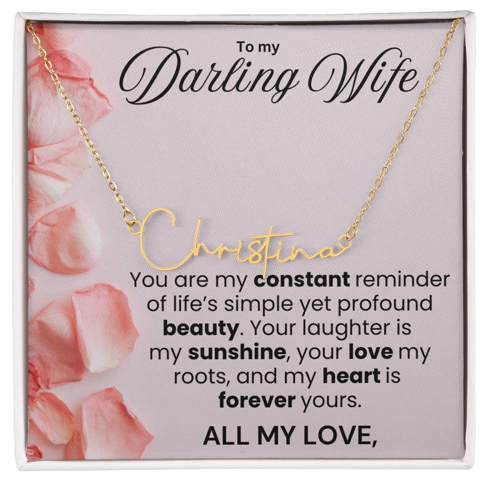 To My Darling Wife Signature Name Necklace - PlumOnyx