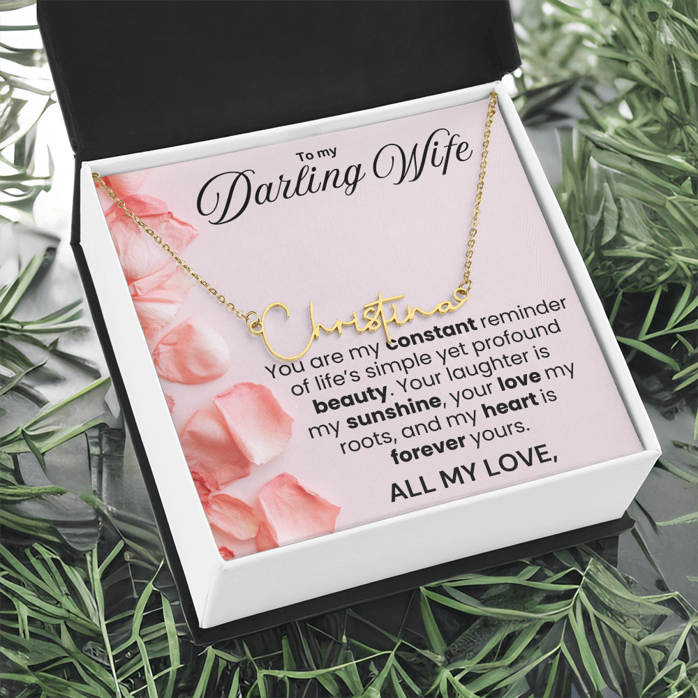 To My Darling Wife Signature Name Necklace - PlumOnyx