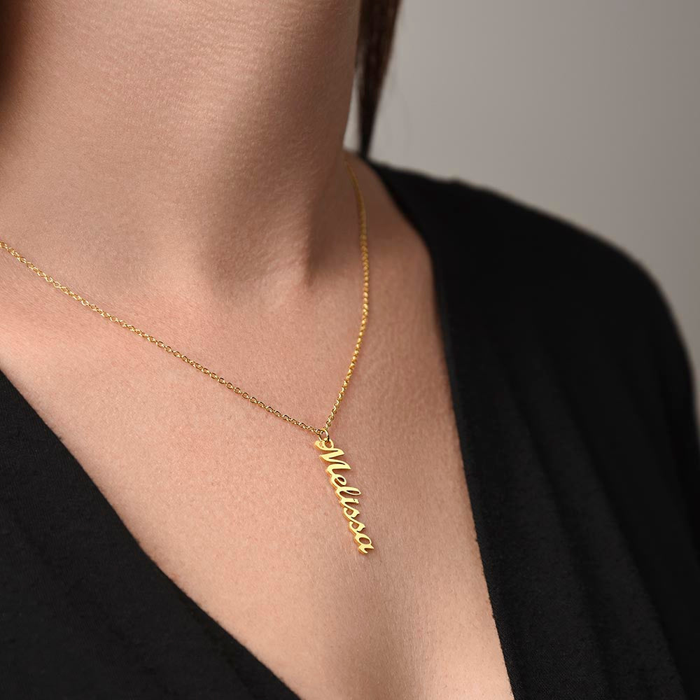 Bonus Daughter Vertical Name Necklace - From Bonus Mom - PlumOnyx