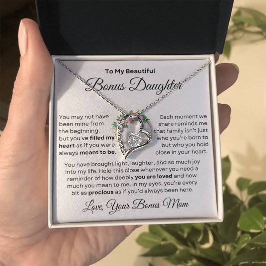 Beautiful Bonus Daughter Forever Love Necklace | From Bonus Mom - PlumOnyx
