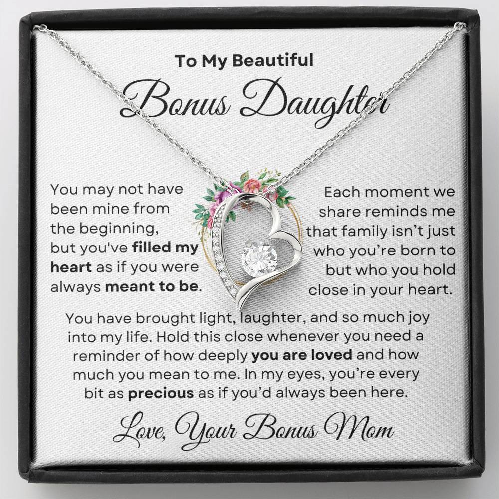 Beautiful Bonus Daughter Forever Love Necklace | From Bonus Mom - PlumOnyx