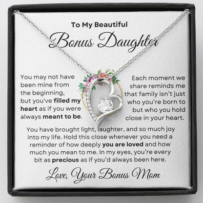 Beautiful Bonus Daughter Forever Love Necklace | From Bonus Mom - PlumOnyx