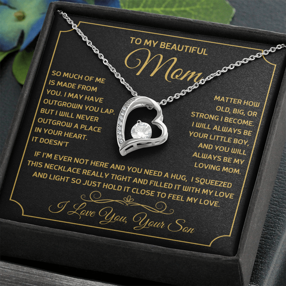 To My Beautiful Mom, So Much Of Me Is Made From You, I Love You Forever Love Necklace - PlumOnyx