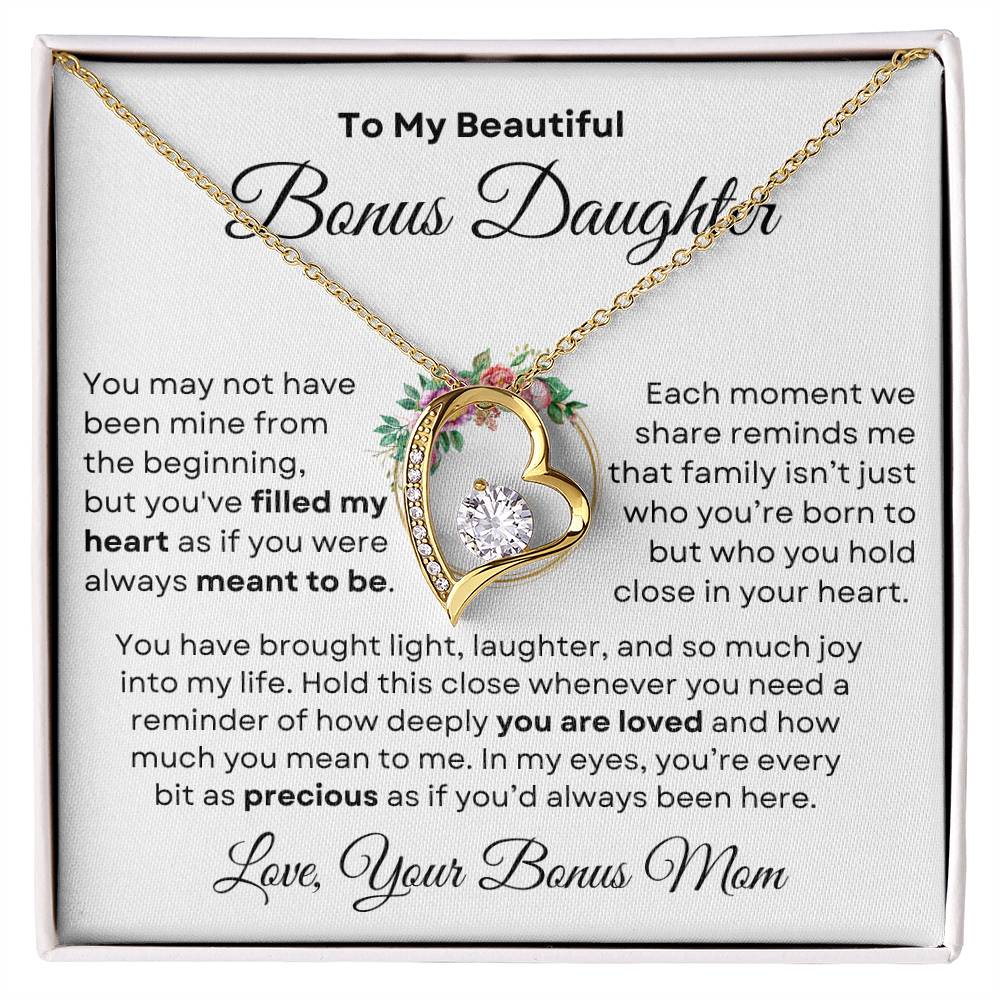 Beautiful Bonus Daughter Forever Love Necklace | From Bonus Mom - PlumOnyx