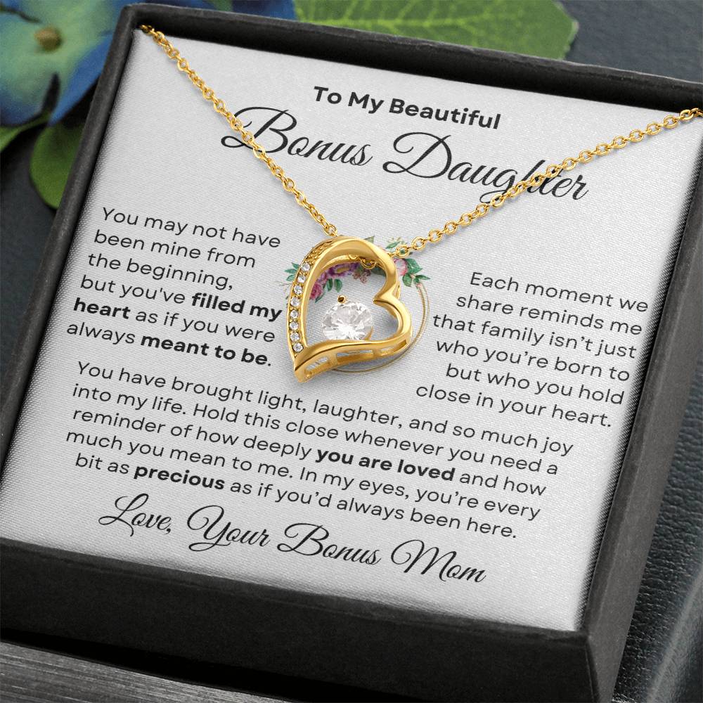 Beautiful Bonus Daughter Forever Love Necklace | From Bonus Mom - PlumOnyx