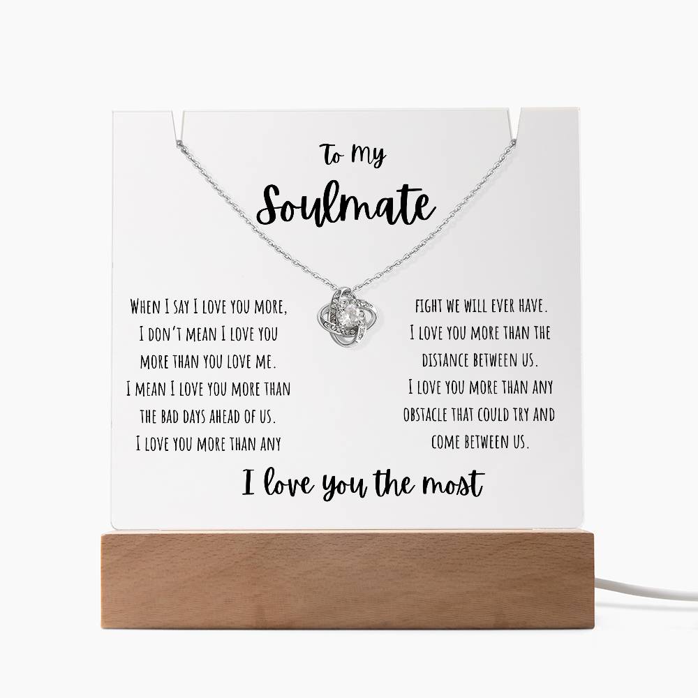 To My Soulmate - Keepsake Acrylic & Love Knot Necklace Bundle - PlumOnyx