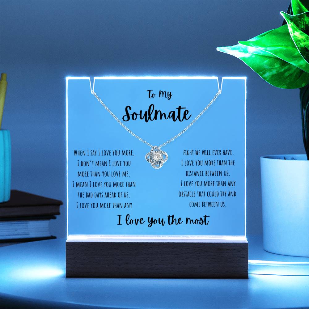 To My Soulmate - Keepsake Acrylic & Love Knot Necklace Bundle - PlumOnyx