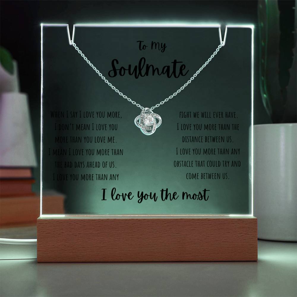 To My Soulmate - Keepsake Acrylic & Love Knot Necklace Bundle - PlumOnyx