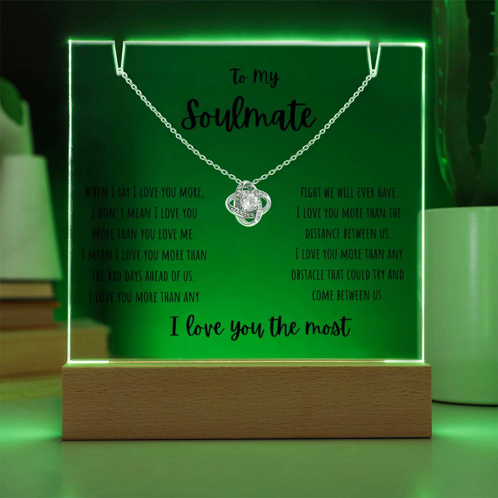 To My Soulmate - Keepsake Acrylic & Love Knot Necklace Bundle - PlumOnyx
