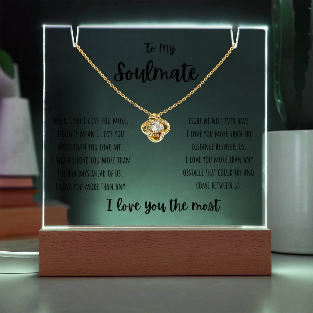 To My Soulmate - Keepsake Acrylic & Love Knot Necklace Bundle - PlumOnyx