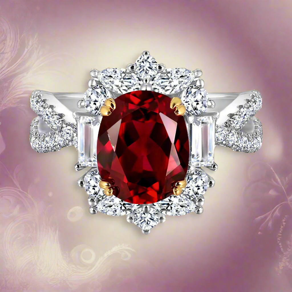 White Gold Plate Ruby Gemstone Tarnish Free 925 Sterling Silver Jewelry Set - PlumOnyx