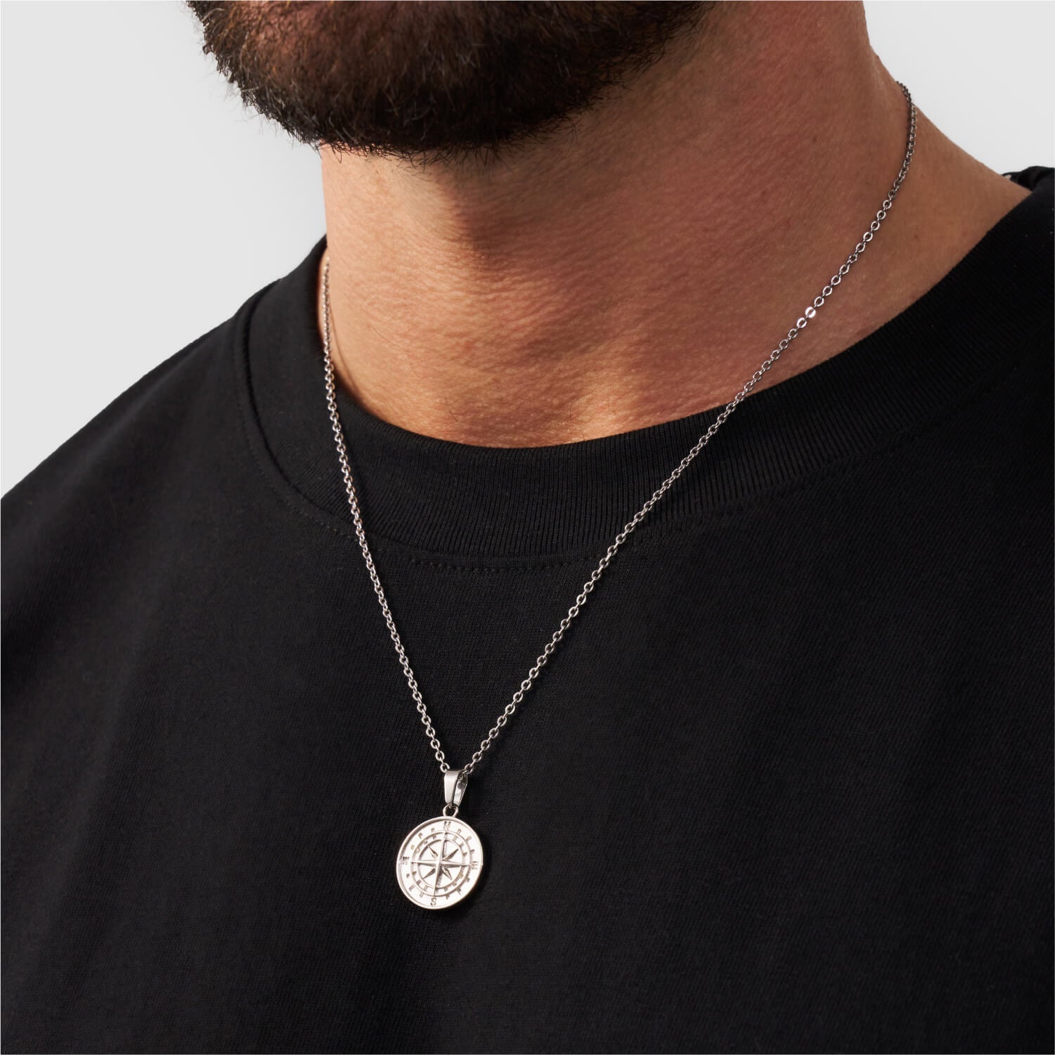 Compass Pendant Chain Silver - PlumOnyx